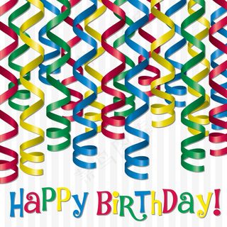 卷曲的缎带启发的生日卡片矢量格式