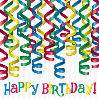 卷曲的缎带启发的生日卡片矢量格式