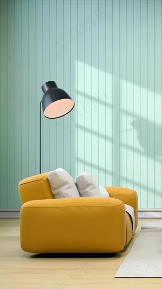 休闲黄色沙发高清摄影图片