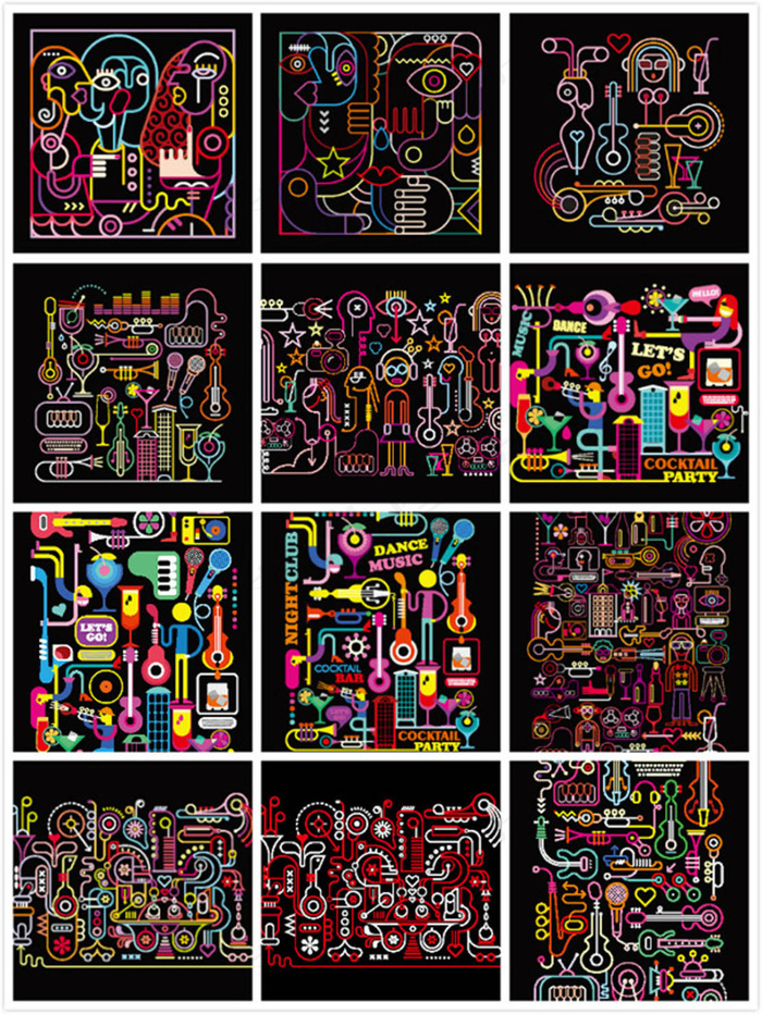 潮流线性绘画eps,ai矢量模版下载