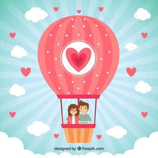 热气球浪漫情人节卡通矢量图素材