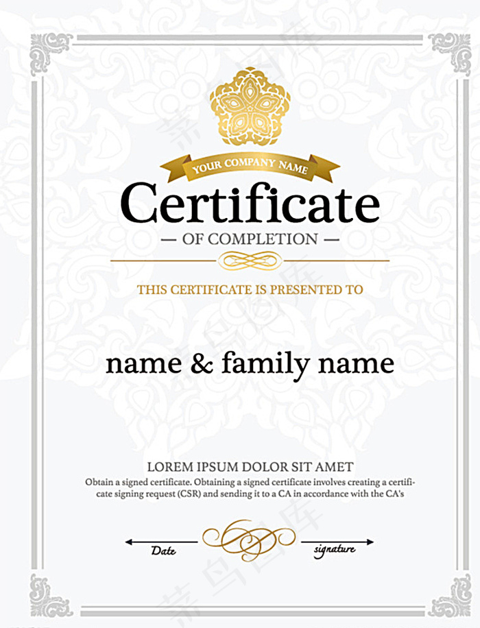 古典欧式证书图片