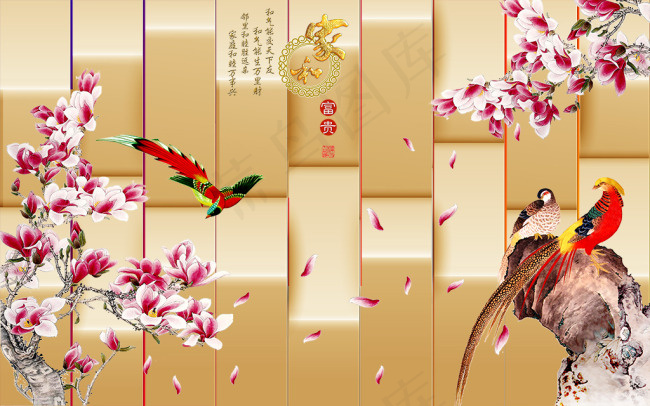 钢琴按键花鸟分层素材(9071X5669(DPI:72))psd模版下载