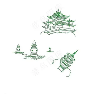 手绘名胜景区图片