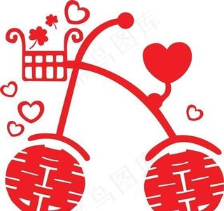 喜字 双喜 囍 婚庆单车矢量素材 ...