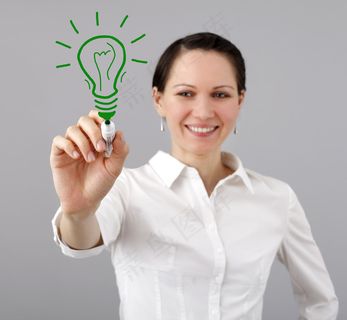 女白领手绘灯泡