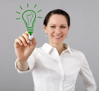 女白领手绘灯泡