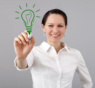 女白领手绘灯泡