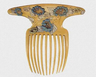 免扣复古刺绣图案牛角梳背景墙素材P...