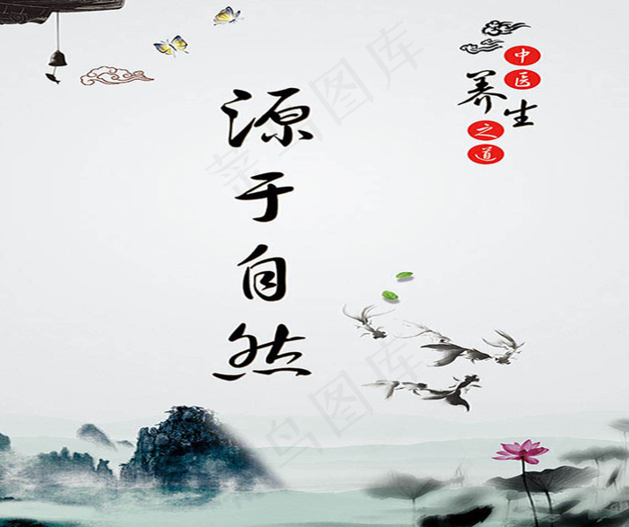 水墨中医养生展板