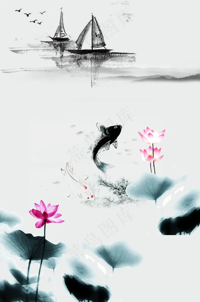 中国风水墨背景设计(3768X5682(DPI:300))psd模版下载