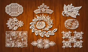 蕾丝花边素材-枝叶布纹对称