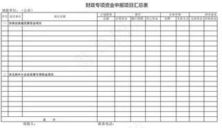 财政专项资金申报项目汇总表