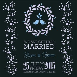 蓝色婚礼卡片背景图片