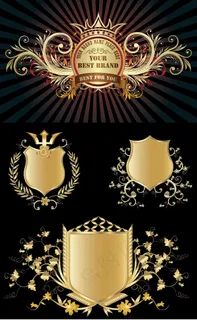 几个黄金盾徽矢量素材 几个黄金盾徽矢量素材