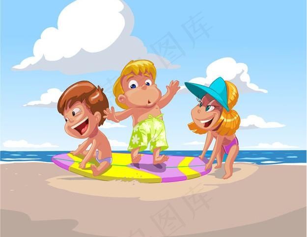 沙滩上的孩子图片