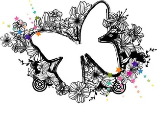 黑白蝴蝶彩色星星矢量边框