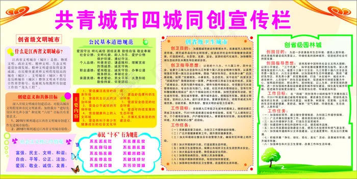 四城同创宣传栏展板背景cdr矢量模版下载