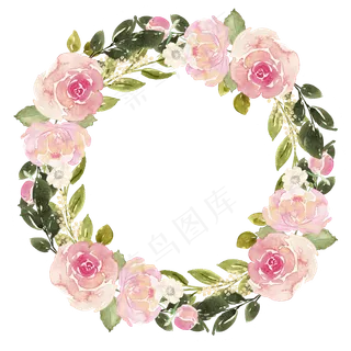 水彩花卉花环免抠图素材