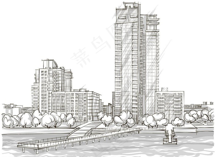 手绘建筑图片