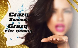 黄金闪光英文浅色背景美女海报