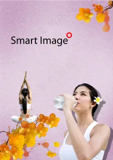 喝饮料的瑜伽女生PSD分层素