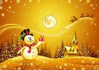 圣诞节雪景图片