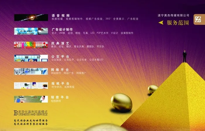 传媒公司折页图片(3673X2552(DPI:300))psd模版下载