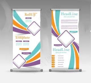 企业文化易拉宝模板矢量素材