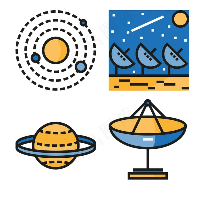 卫星icon图标eps,ai矢量模版下载