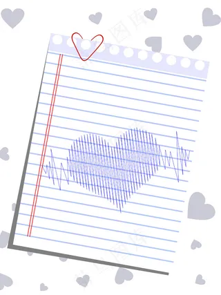 一个模板的心脏形状的笔记和心的情人...