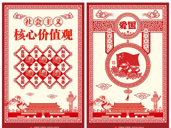 中国特色*核心价值观挂图(3543X5906(DPI:300))psd模版下载