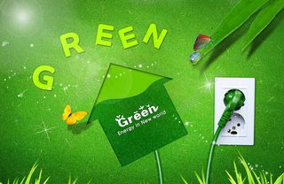 高清排插绿色概念草树素材