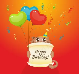 可爱猫咪生日贺卡矢量素材