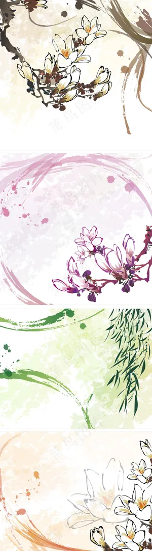 花朵树叶墨迹花纹
