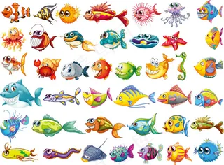卡通海洋鱼类