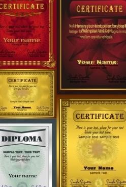 欧式华丽的毕业证书模板矢量