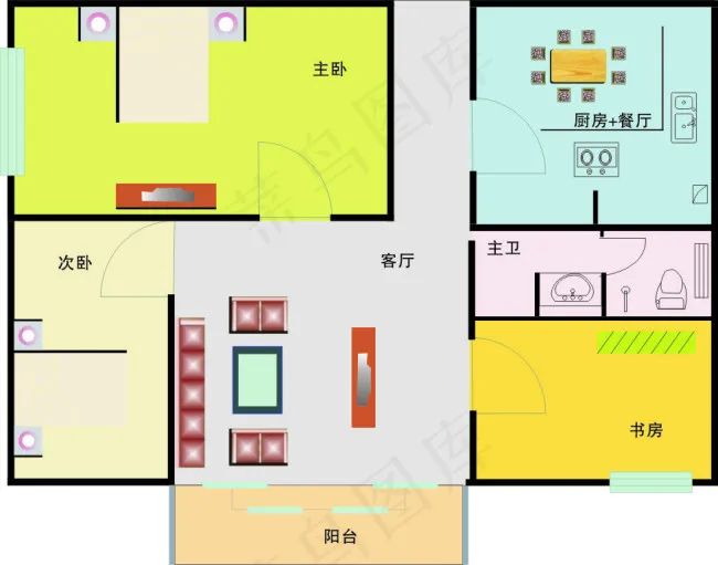 室内平面图cdr矢量模版下载