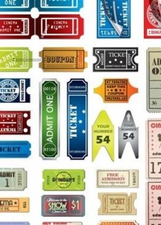 不同风格的矢量集的票