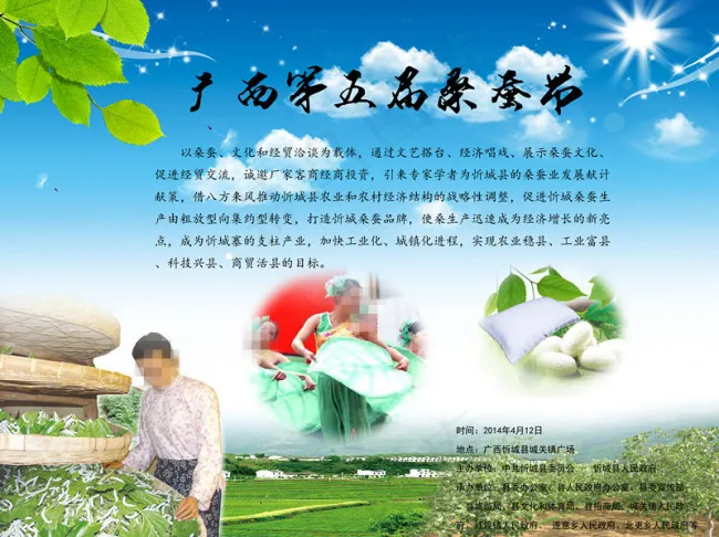 广西来宾忻城县桑蚕节宣传海报psd...(3937X2953(DPI:50))psd模版下载