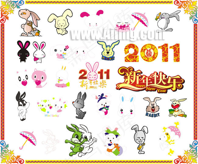 兔子新年素材矢量图
