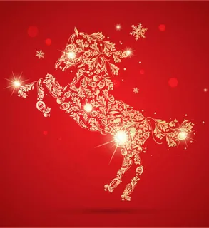 金色花纹骏马插画矢量素材