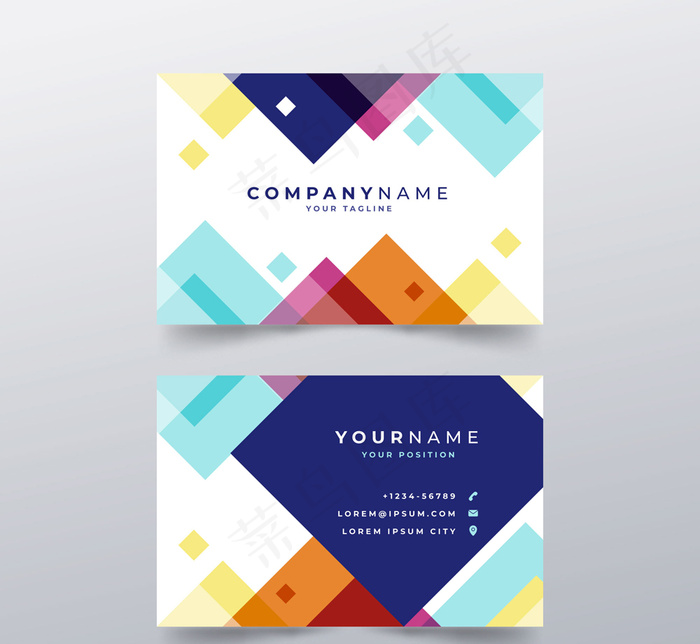 创意拼色商务名片矢量素材