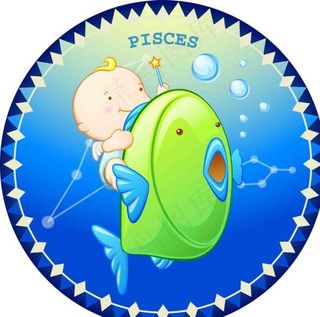 卡通矢量双鱼座