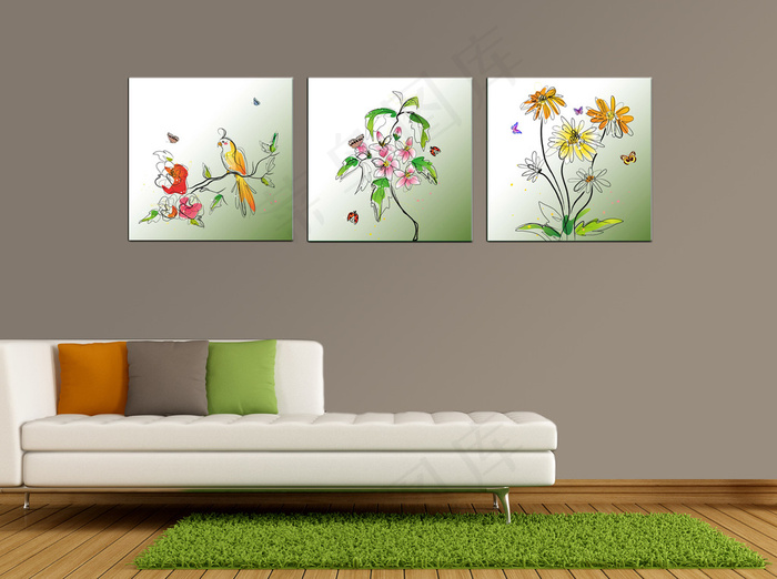 手绘花卉无框画