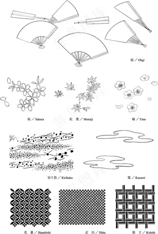 日本的植物花卉矢量素材42日本的粉...