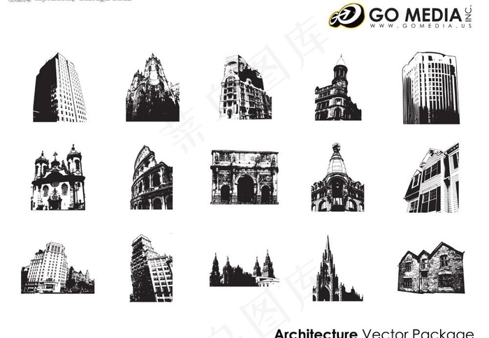 欧式黑白建筑图片