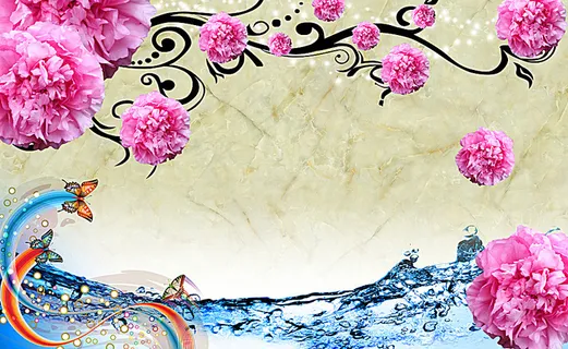 倒影梦幻花电视背景墙图片