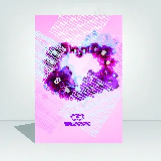 矢量彩绘心形邀请函图片设计