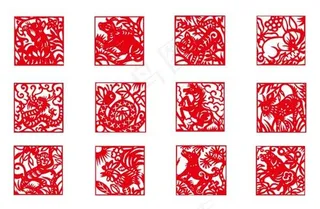 十二生肖剪纸矢量素材